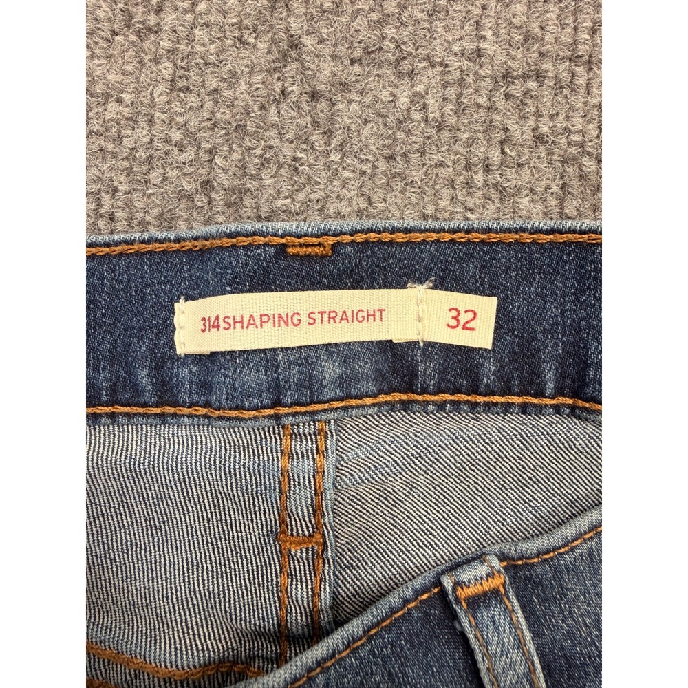 Levis 314 Shaping Straight Jeans Womens 32 Medium Wash Blue Denim Mid Rise - Picture 3 of 10